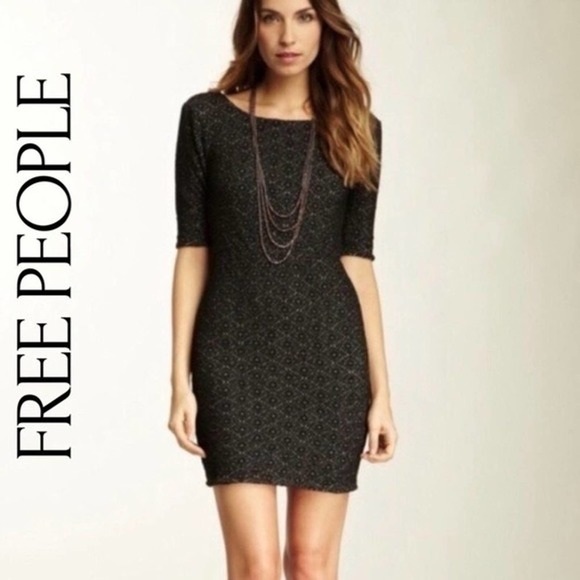 Free People Dresses & Skirts - Free People Lady Pucker Black Bodycon Dress Size S